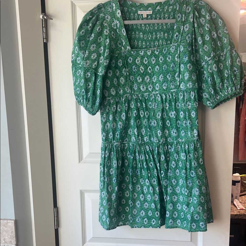 Elegant Green Patterned Mini Dress